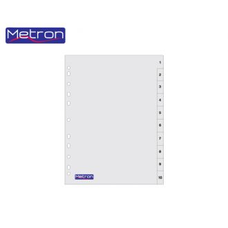 Metron Διαχωριστικά Πλαστικά Αριθμών A4 1-10 Γκρί