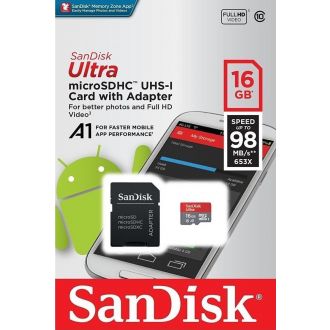 Sandisk Κάρτα μνήμης Ultra microSDHC 16GB UHS-I A1 Class 10 98mb/s (SDSQUAR-016G-GN6MA)