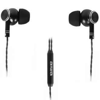 Aiwa stereo 3.5mm in-ear with remote and mic Black