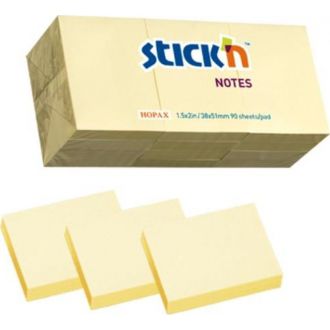 Stick'n αυτοκόλλητα χαρτάκια κίτρινα 38x50mm 100Φ. 3τμχ. 21003