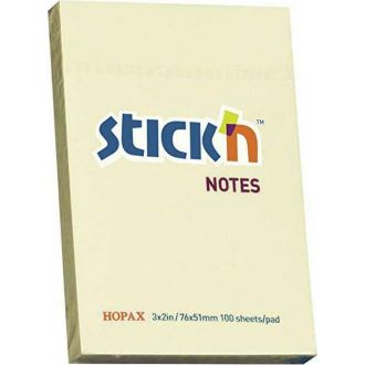 Stick'n χαρτάκια σημειώσεων αυτοκόλλητα 50x76 χιλ. 100Φ Κίτρινα