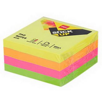 DELI χαρτάκια σημειώσεων αυτοκόλλητα neon κύβος 4χρωματα 51Χ51χιλ. 400φ.