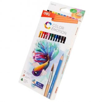 Deli ξυλομπογιές watercolor triangle Color Emotion 12 χρώματα + πινέλο C00700 (231.309471)