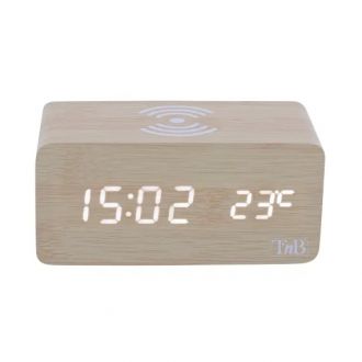 T'nB temperature clock alarm - wireless charger Wooden Dynamo (TBCLOCKCH5W)