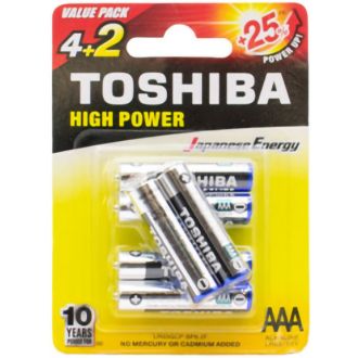 Toshiba αλκαλικές μπαταρίες AAA LR03 4+2 Δώρο