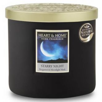Heart and Home κερί με τριπλό φυτίλι 330gr - Έναστρη νύχτα (Bergamot & Moonlight musk)