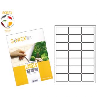 Sorex Αυτοκόλλητες ετικέτες εκτύπωσης A4 3x7 63,5x38,1 100 Φύλλων