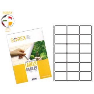 Sorex Αυτοκόλλητες ετικέτες εκτύπωσης A4 3x6 63,5x46 100 Φύλλων
