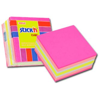 Stick'n Χαρτάκια σημειώσεων αυτοκόλλητα κυβος neon ροζ 76x76εκ. 400Φ. 21536