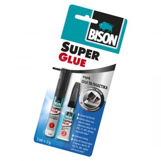 Bison Κόλλα στιγμής Super glue all plastics 2 φάσεων 3ml + 2gr