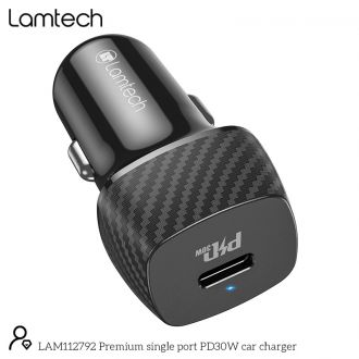 Lamtech fast in-car charger Premium type-C PD30W Black (LAM112792)